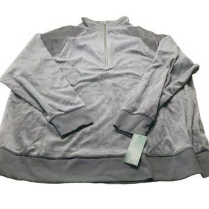 Wild Fable Women's Size XL Quarter Zip Velour Tunic Sweatshirt Gray New